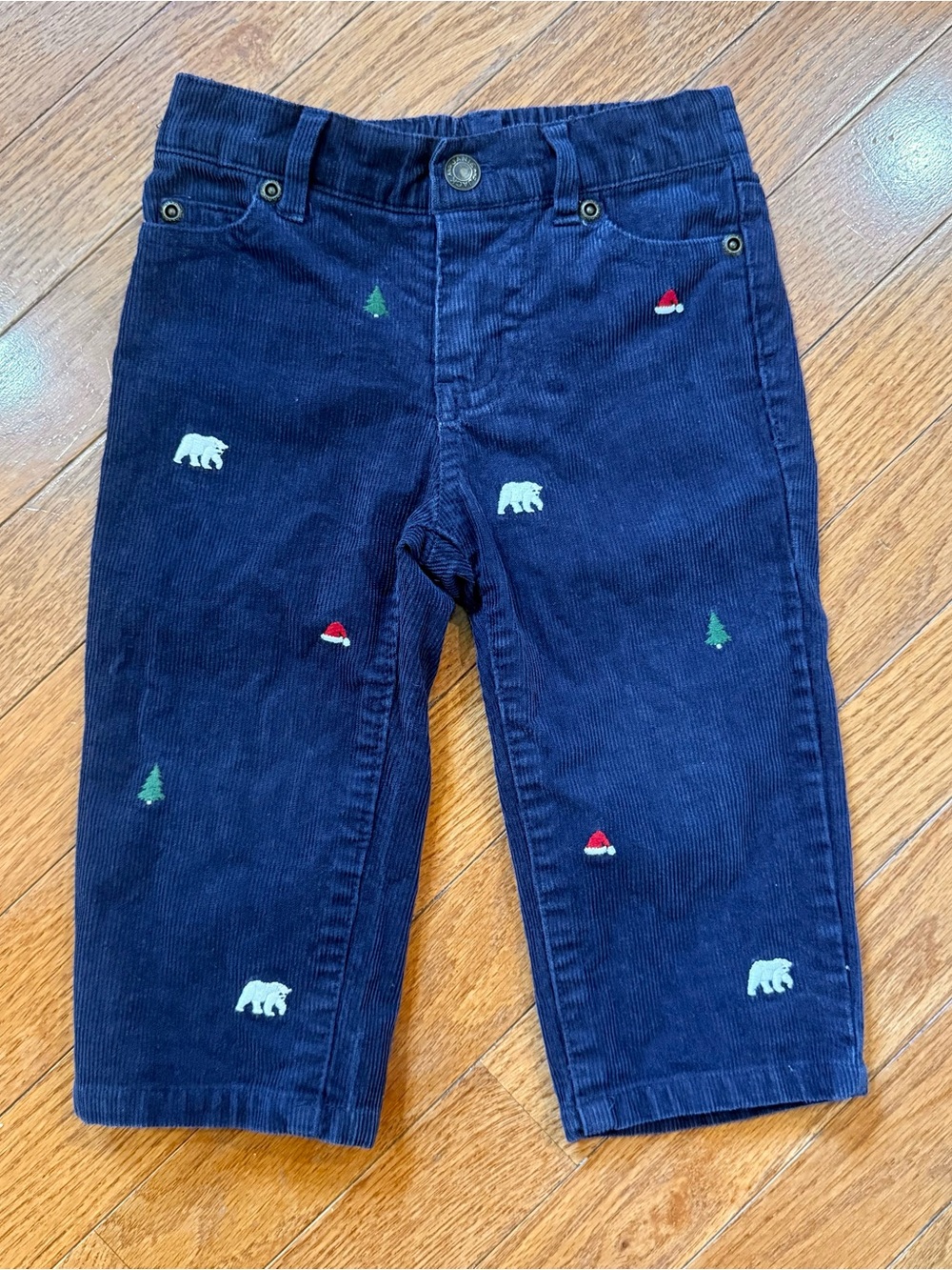 Janie and & Jack Boys 12-18m baby toddler Corduroy Holiday Pants Embroidered